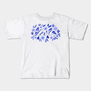 Love and flowers - electric blue Kids T-Shirt